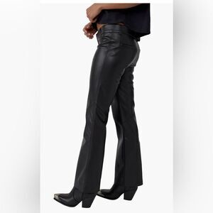 Free People Women's Love Language Faux-Leather Low-Rise Slim-Fit Pants Size 12